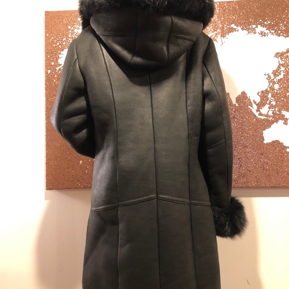 New Black Sherling Womens Coat like UGG - Real Fox - Picture 8 of 11